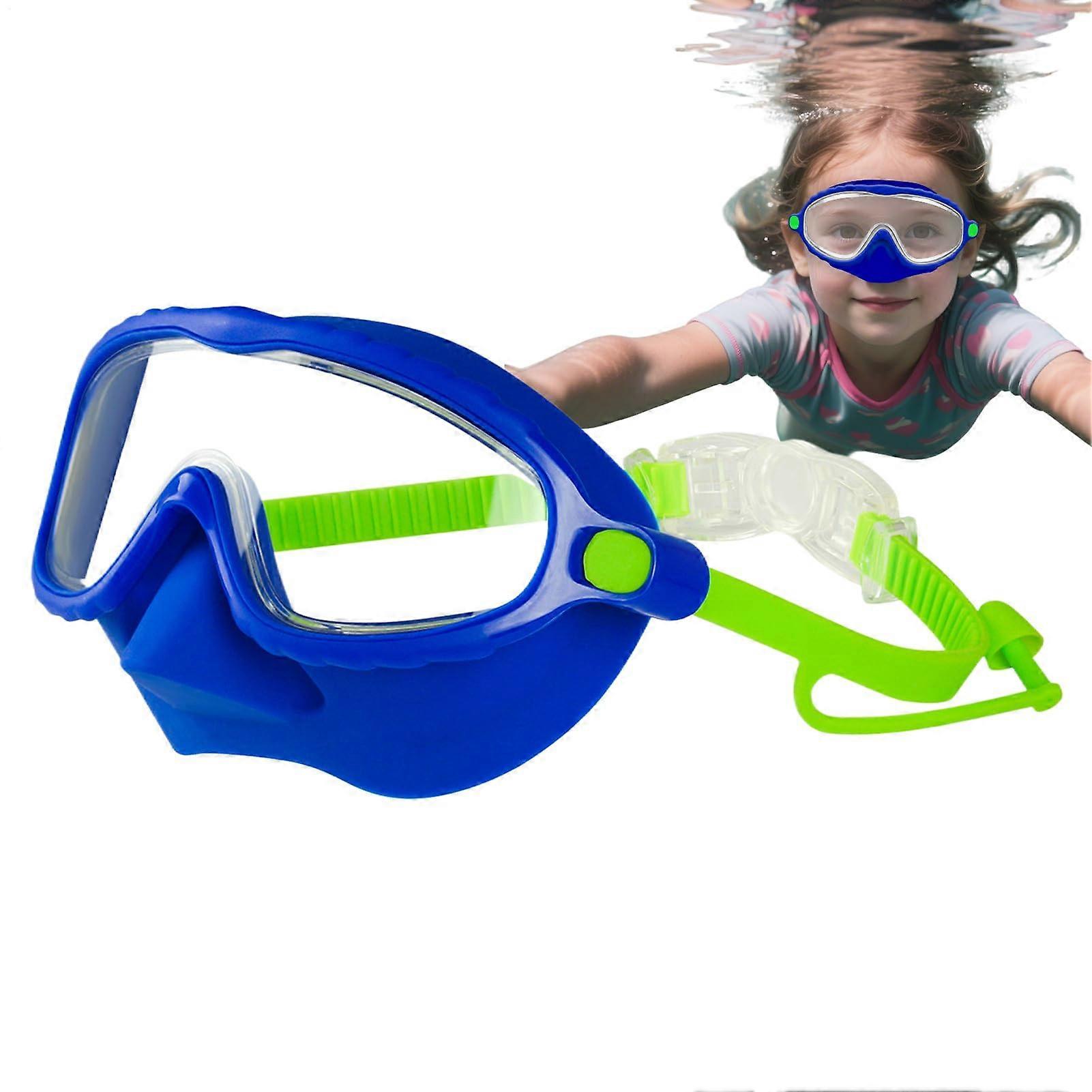 Kids swimming goggles with nose protection Antisuffocation Antifog comfort adjustable dark blue