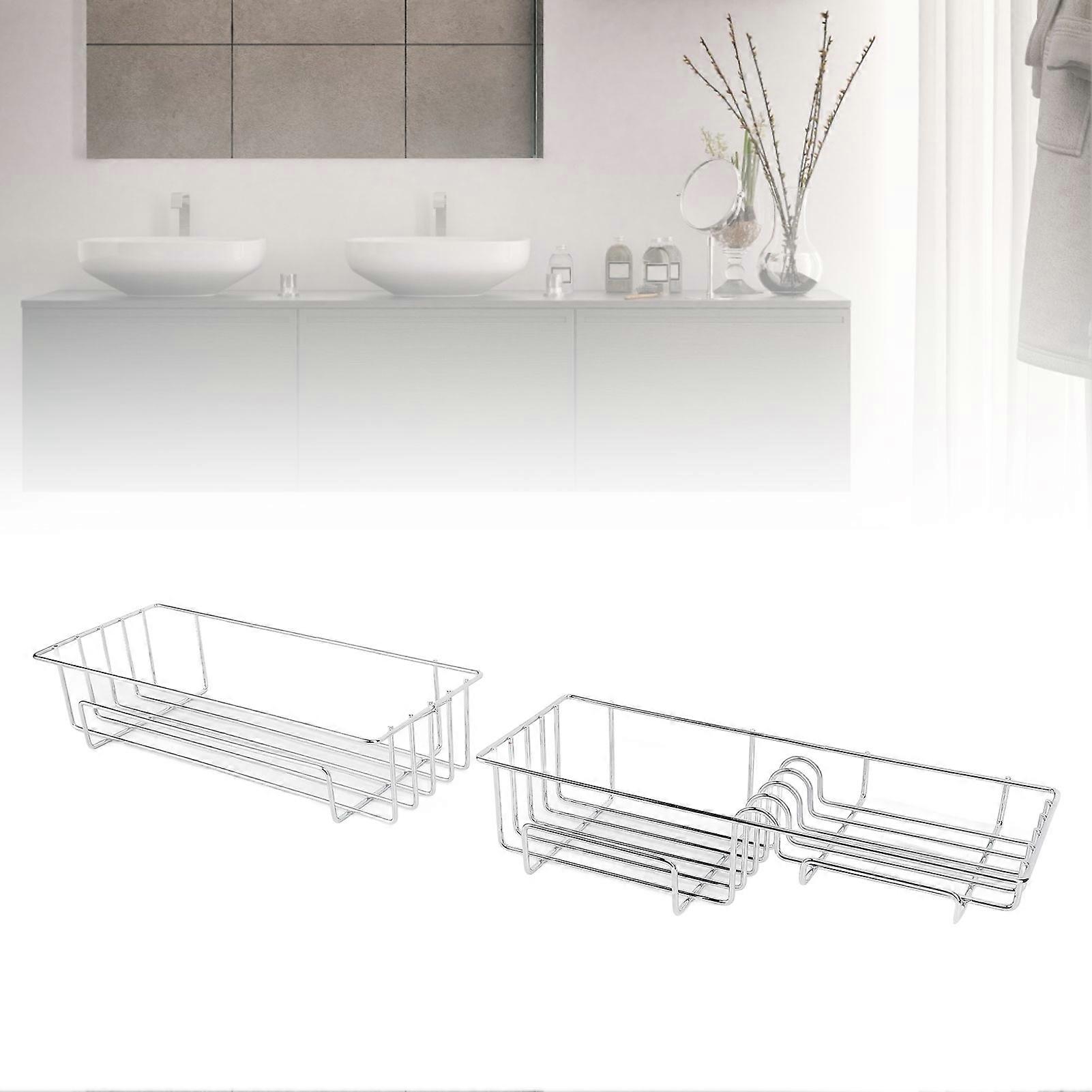 2PCS Set Toilet Floating Shelf Multifunctional Iron Wall Mounted Bathroom Hanging Storage Shelf 