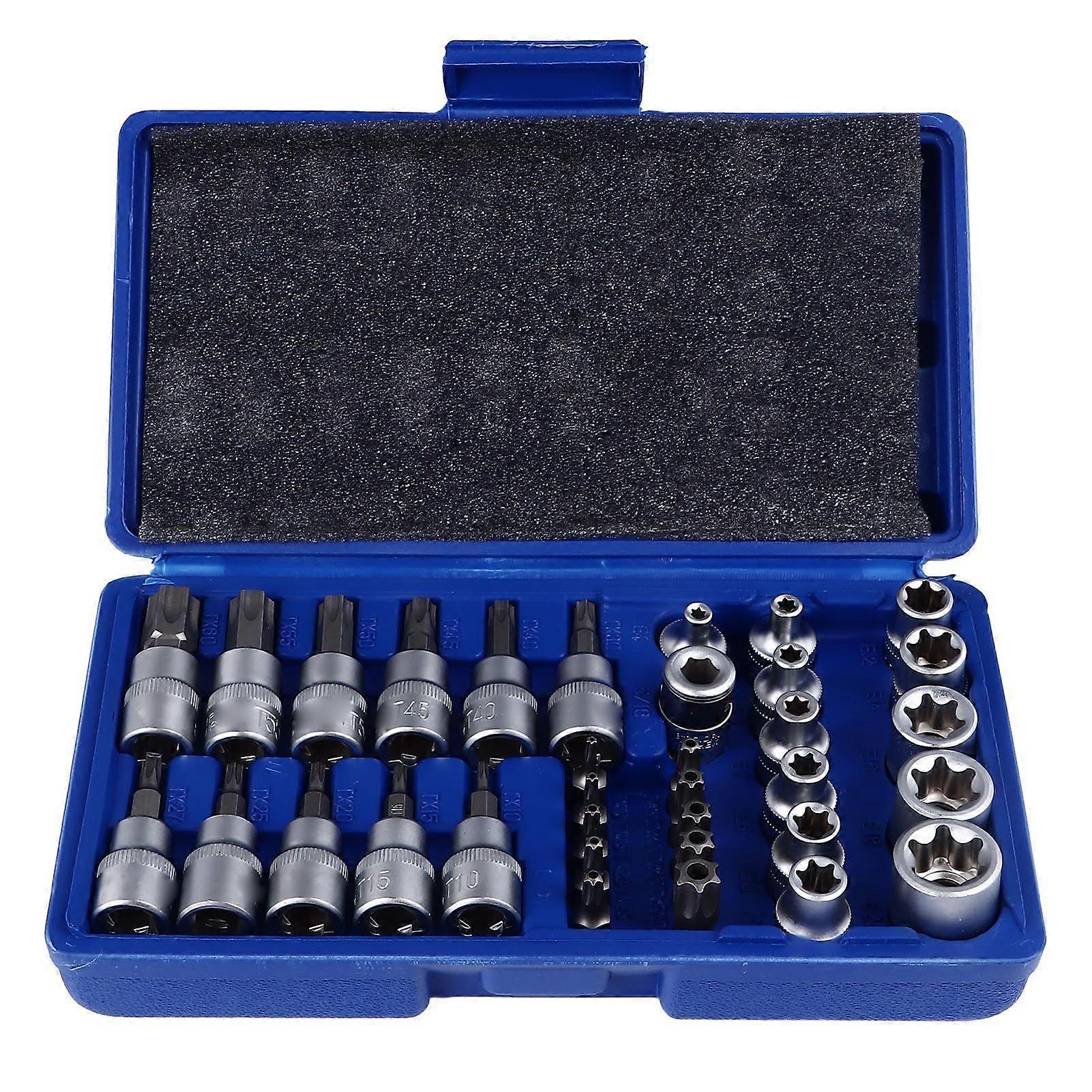 High quality  Torx drill bit socket and female external socket set 34 pieces