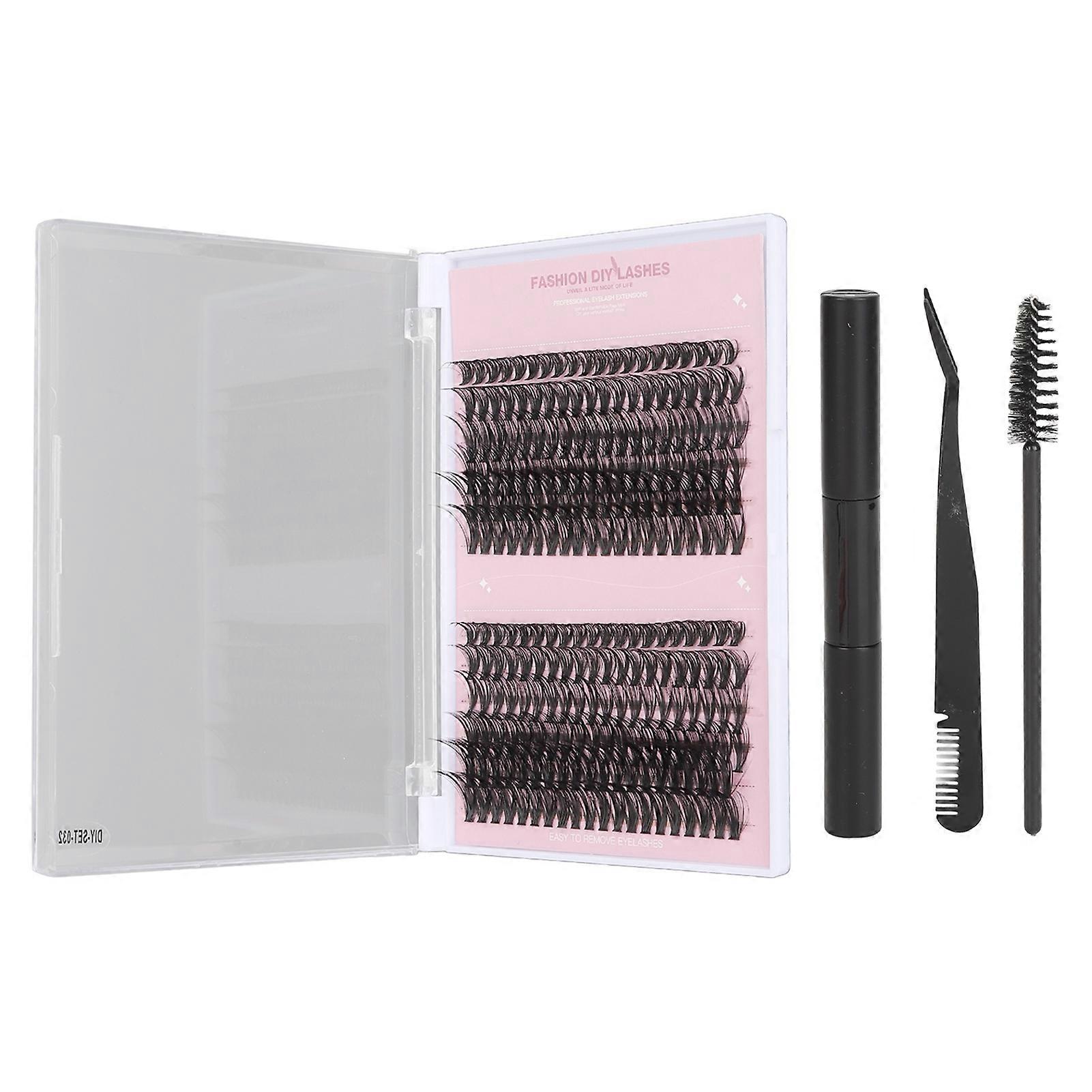 240pcs DIY Eyelash Extension Kit, D-Curved Individual Eyelashes, with 10-16mm Tweezers, Black