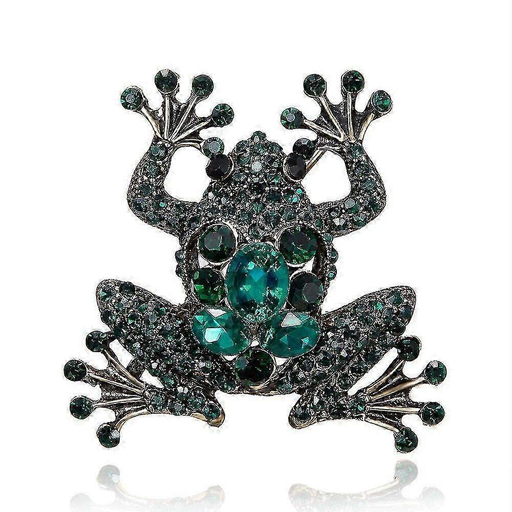 Green Frog Enamel Brooch