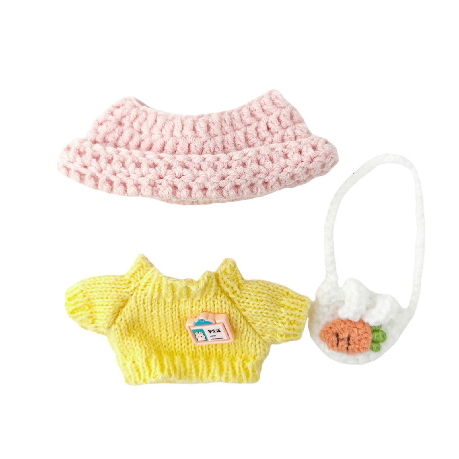 3PCS Doll Clothes Soft Textured Outfit Collection For 15-17cm Display Models And Poseable Figures Pink yellow set