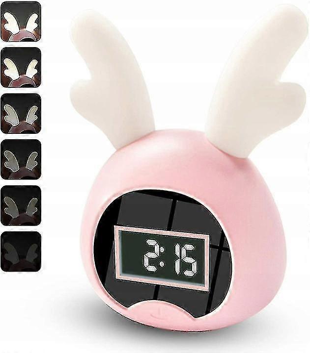 Pink Rabbit Alarm Clock with Night Light - Small & Cute