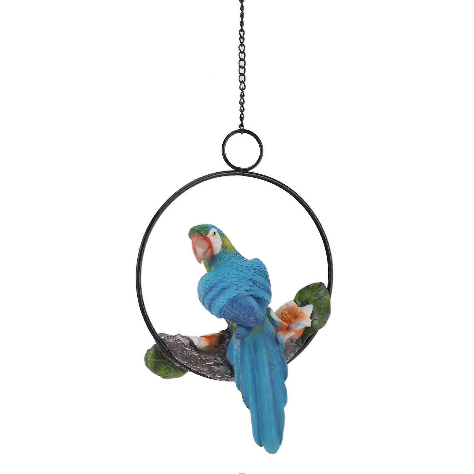 Hanging Parrot Decor Resin Decorative Parrot Ornament for Indoor Outdoor Garden Patio Porch Gift Blue Yellow 