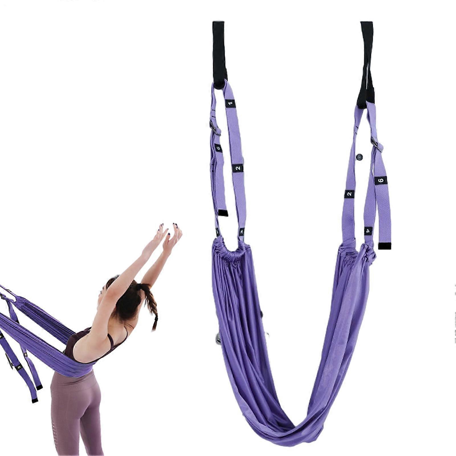 Yoga Stretching Belt - Adjustable Leg Strap for Flexibility Training, Anti-Gravitation Backbend Assist, Purple Color