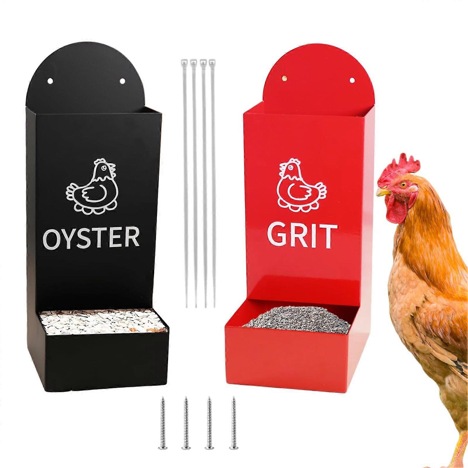 Oyster Shell Feeder for Chickens, 2 Piece Grit for Chickens, Semi Enclosed, Leakproof, Weatherproof,, Backyard, Farm Feeder Ref: 8753