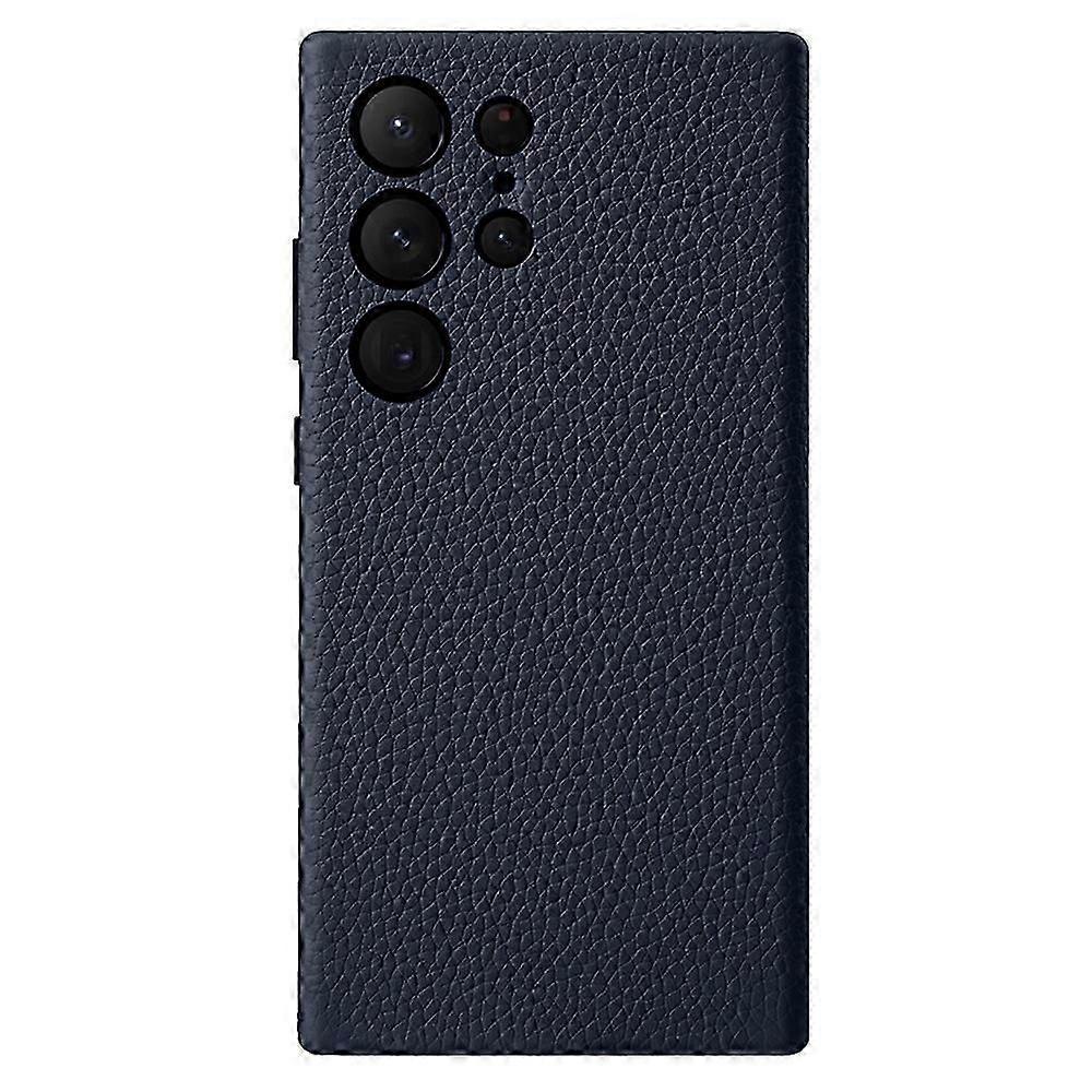 MELKCO For Samsung Galaxy S25 Ultra Case Genuine Cow Leather+PC Anti Drop Phone Back Cover-Green