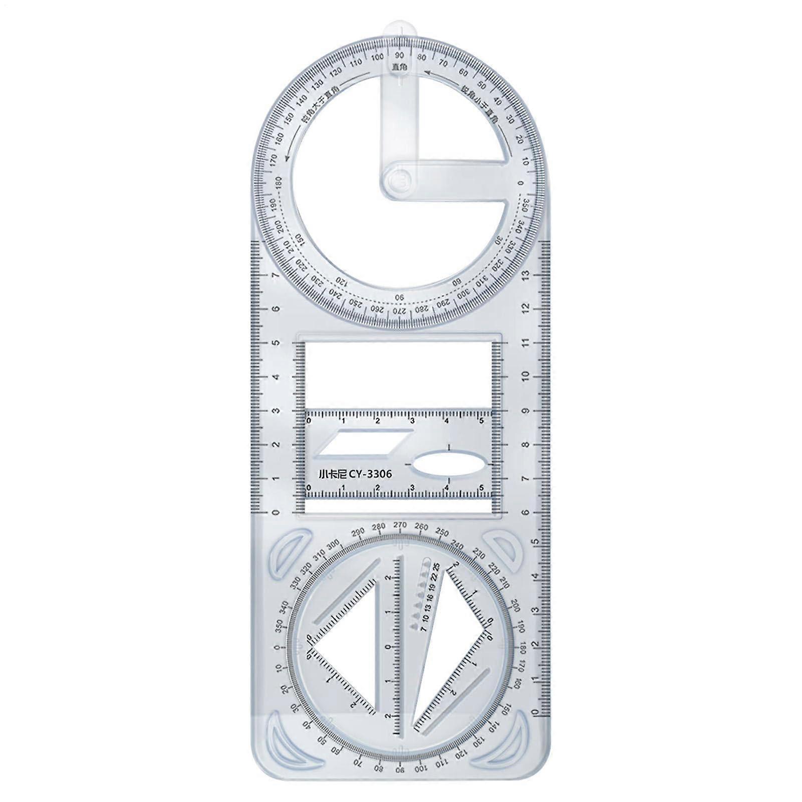 Geometric Ruler Protractor, Metal Geometry Ruler Set For Technical Drawing, Multifunctional Tool Small Size