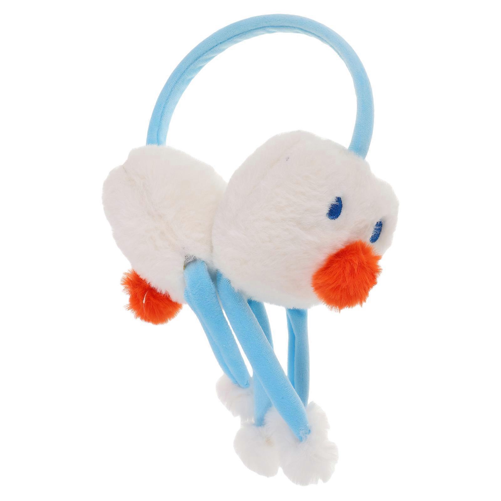 Furry Ear Muffs Snowman Shape Winter Riding Protective 1Set