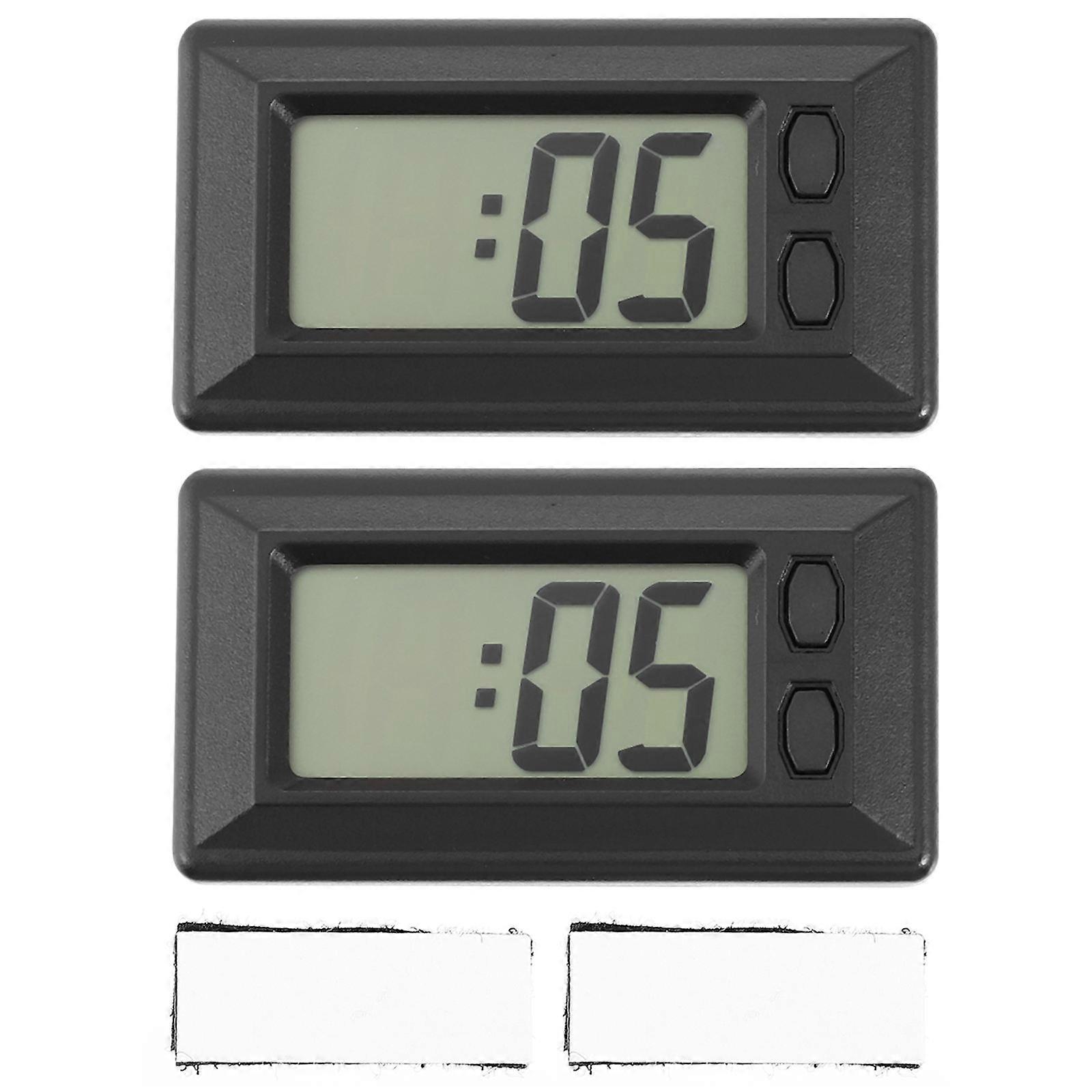 2pcs Durable Digital Clock for Car Simple Electronic Desktop Clock