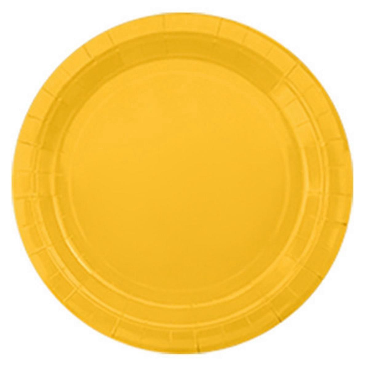 Paper Plate Macarons Pure Color Series Fruit Cake Picnic Dessert 9-Inch Plate Bright Yellow