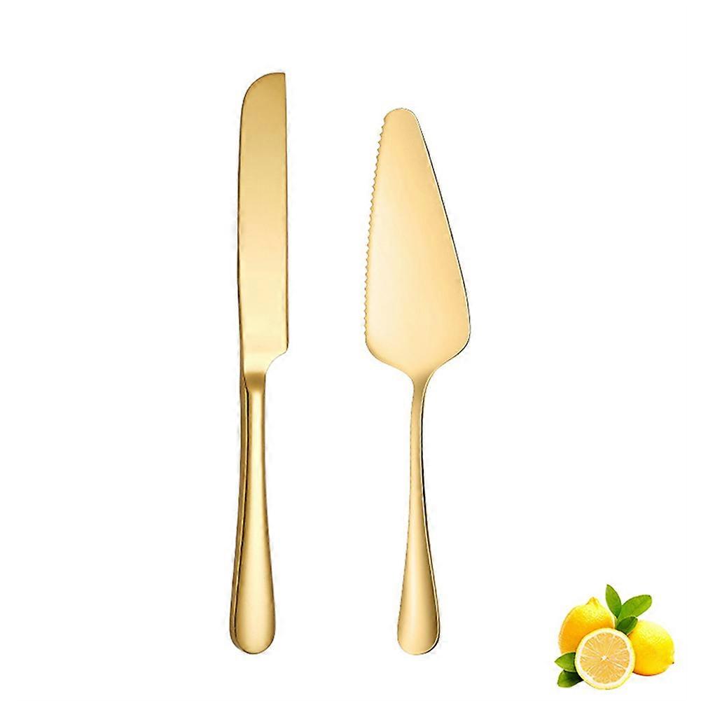 Wedding Cake Knife and Server Set, Integral Stainless Steel Longer Cake Cutter and Wider Pie Spatula, Elegant Cake Cutting Serving Set