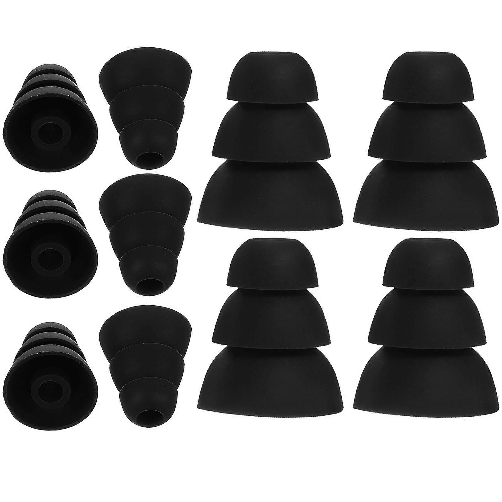 Replacement Ear Bud Tips Three Layers Earphone Protector Black L 5Pair