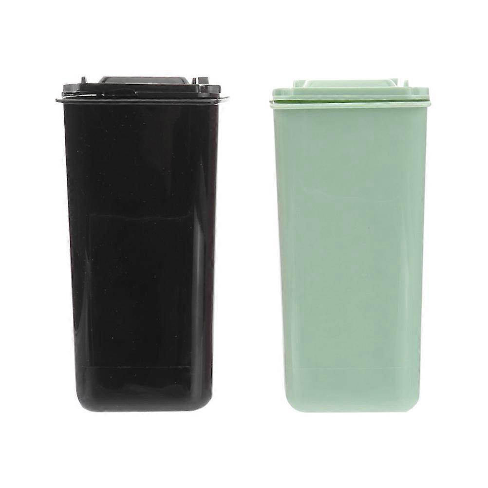 Desktop Trash Bucket Decorative Garbage Cans Home Use With Cover PP 2Pcs