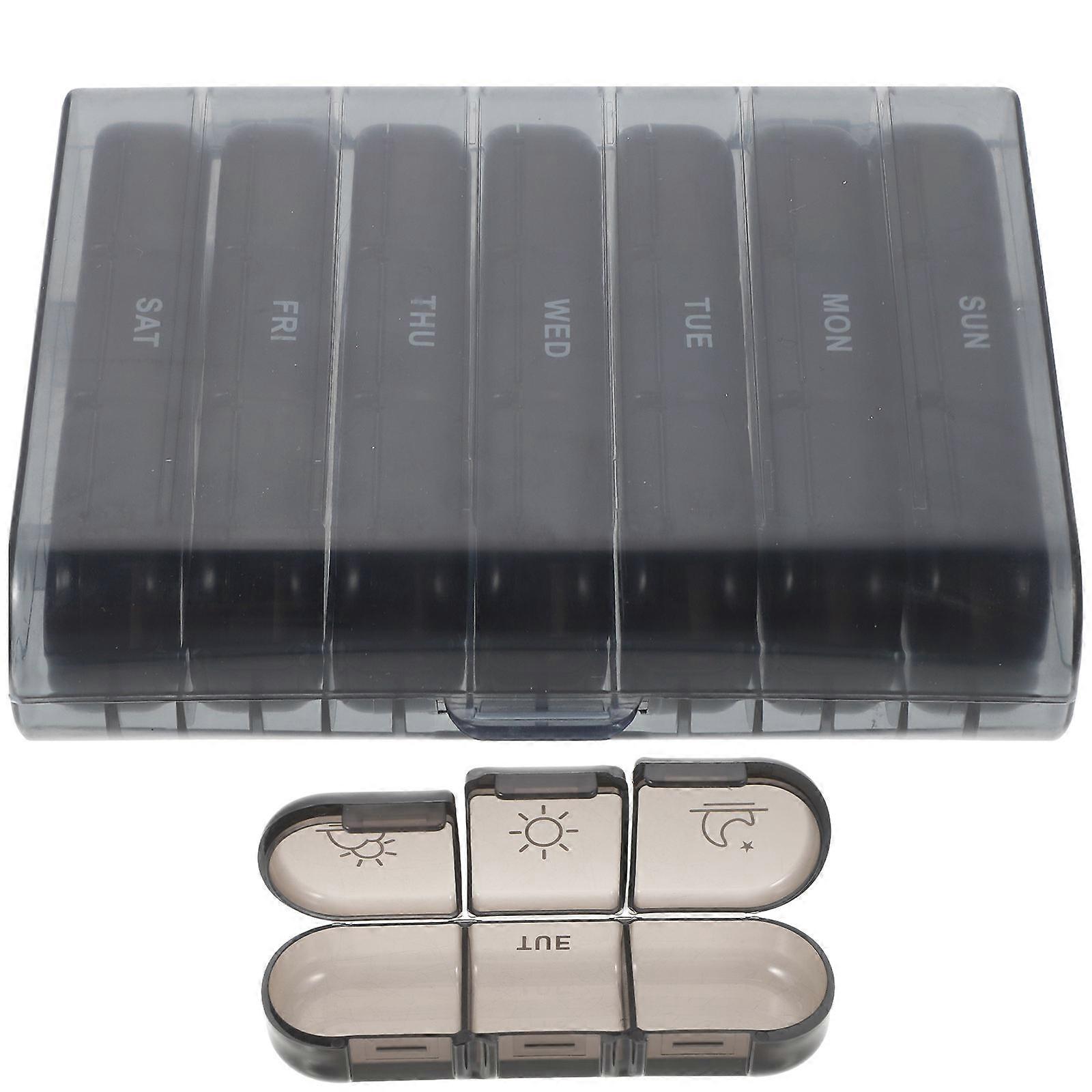 Travel Medication Organizer Weekly Portable Dispenser 21-Compartments Household Case Medicine Storage Compact Plastic 1Set