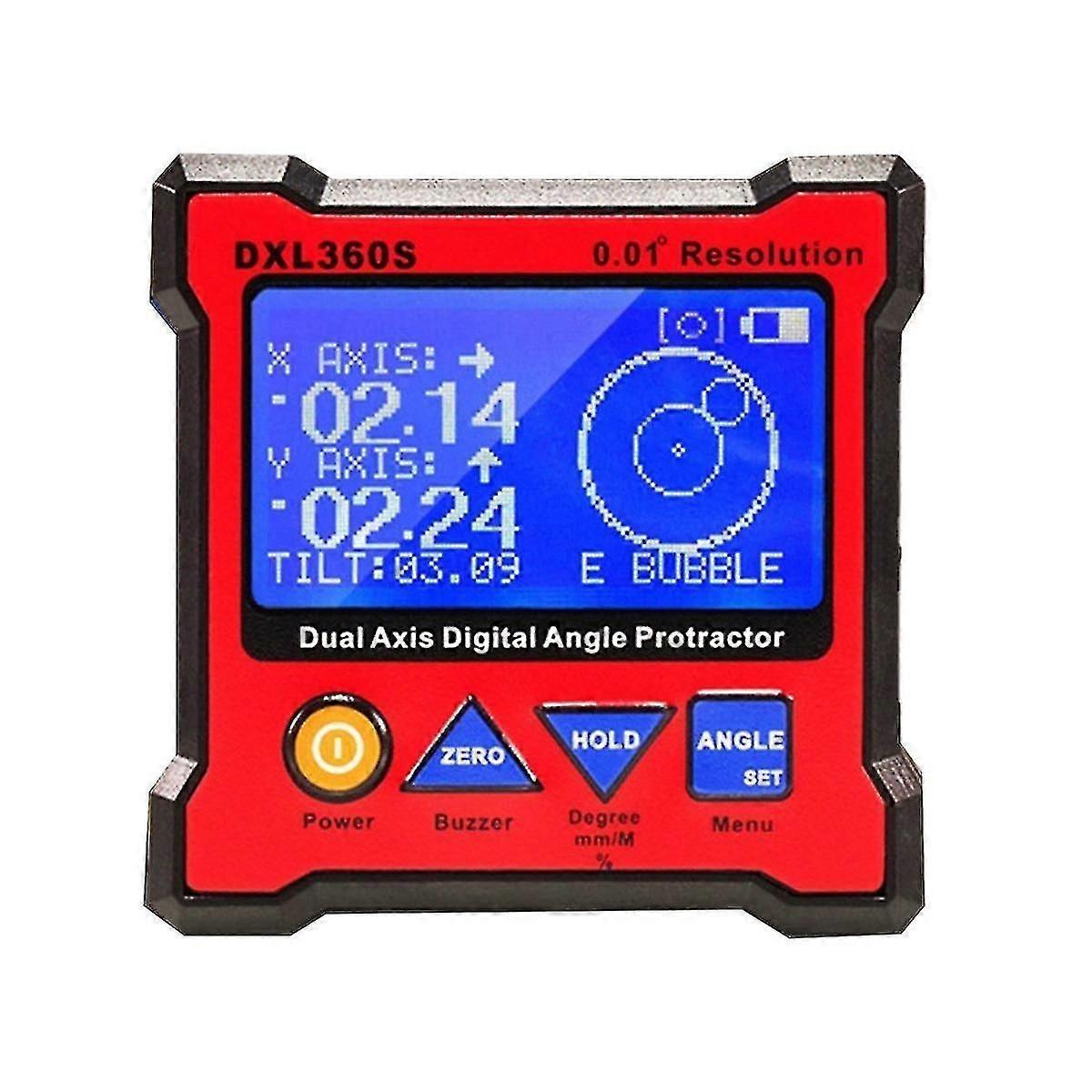 Dxl360s Dual Axis Protractor Dumpy Level Dual-axis Level Gauge Diagnostic Tool With 5 Side Magnetic