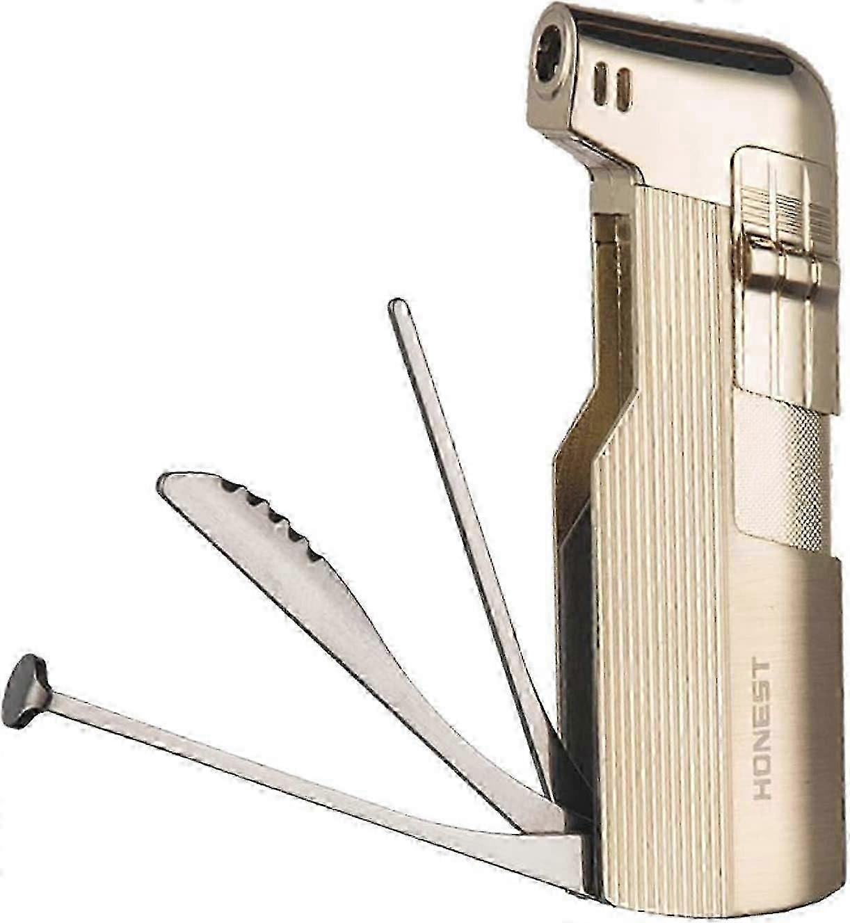 Rørlighter Blød Flamme Genopfyldelige Butan-lightere Tjekkiske Rørværktøjer Fars Dag Ægtemand Gave (sort nikkel)