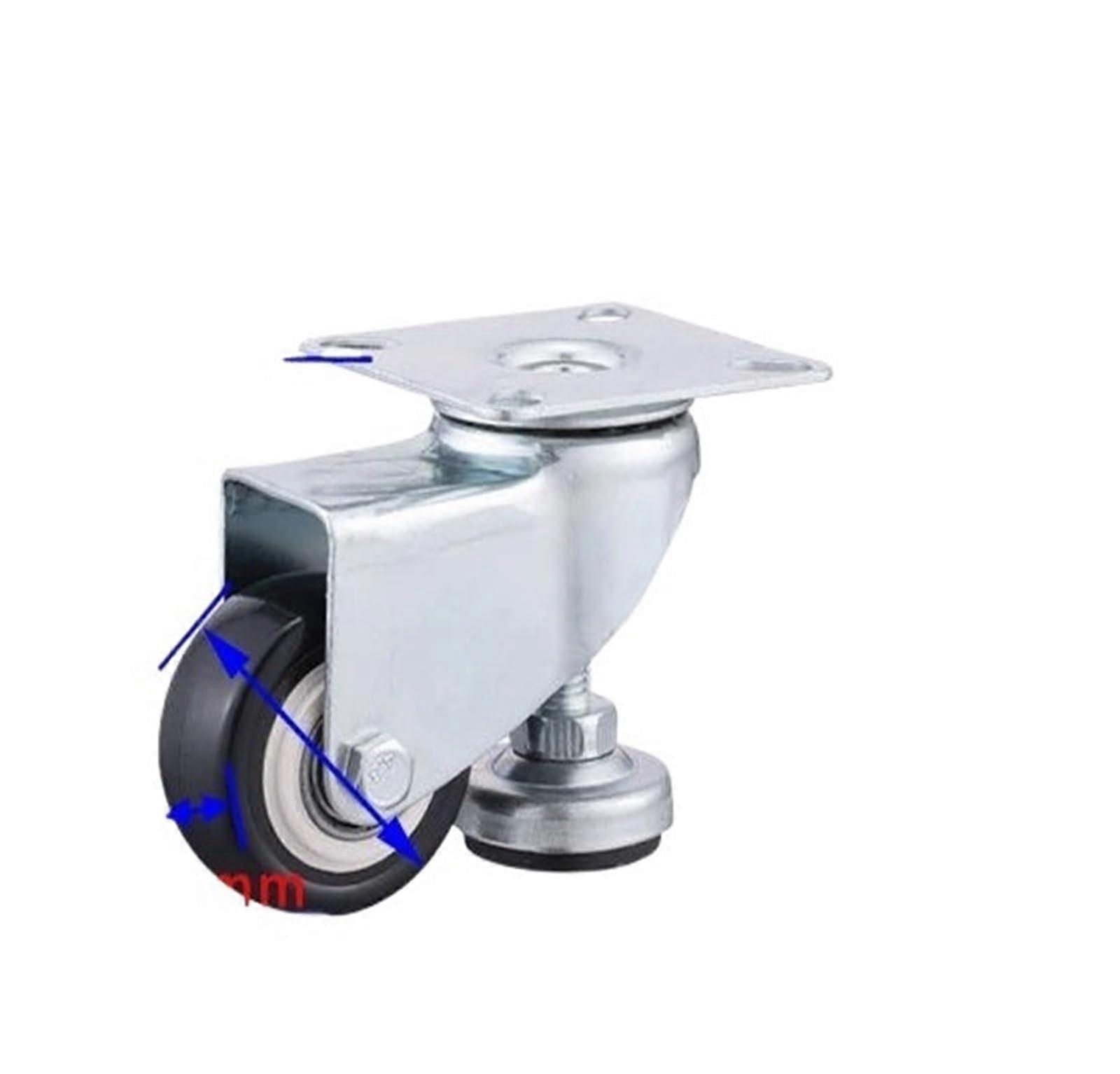1.5 inch horizontally adjustable PVC swivel caster with foot plate