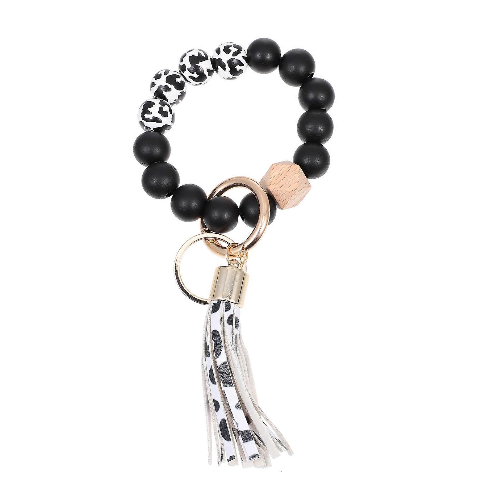 Bracelet Tassel Key Chains Frosted Wood Material Real Agent 20X3CM 1Pack