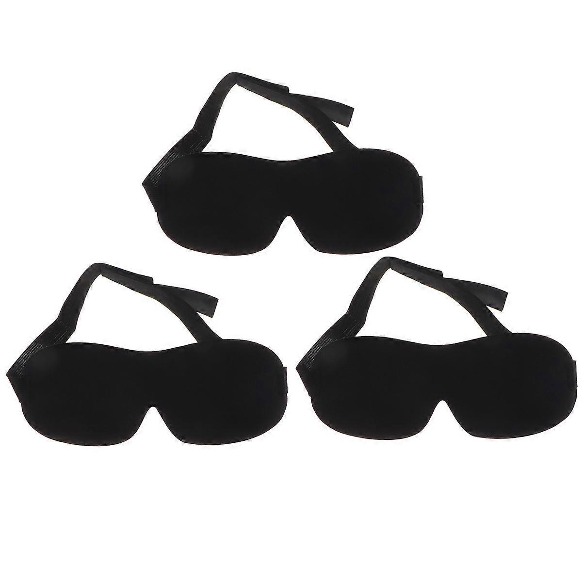 Sleeping Eye Cover 3D Contoured Shape For Sleeping Travel Work Naps Black Polyester Sponge Facial 3Set