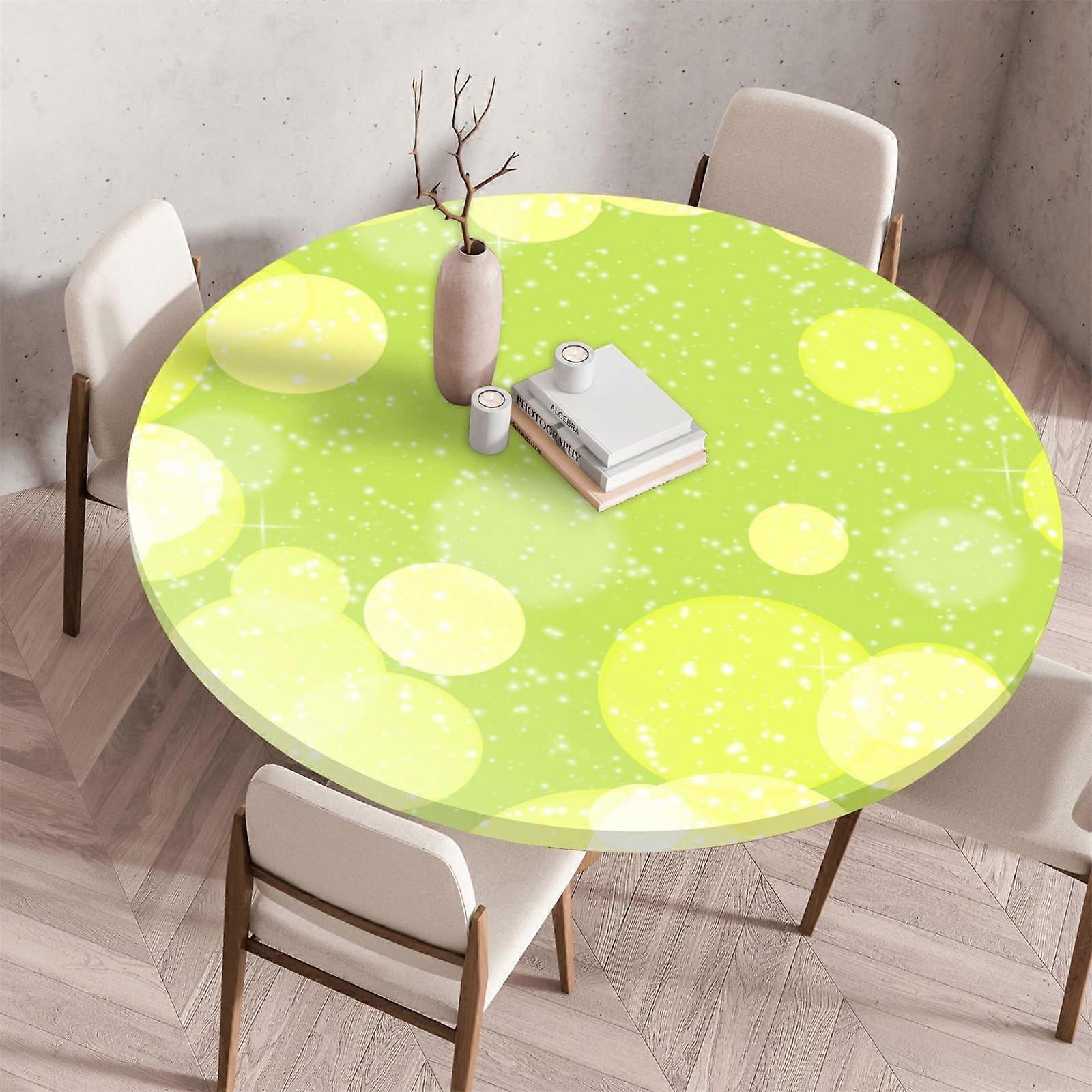 3D Elastic Round Tablecloth 7.70 cm Washable Stretch Table Cover for Dining Room Kitchen Picnic Outdoor Use
