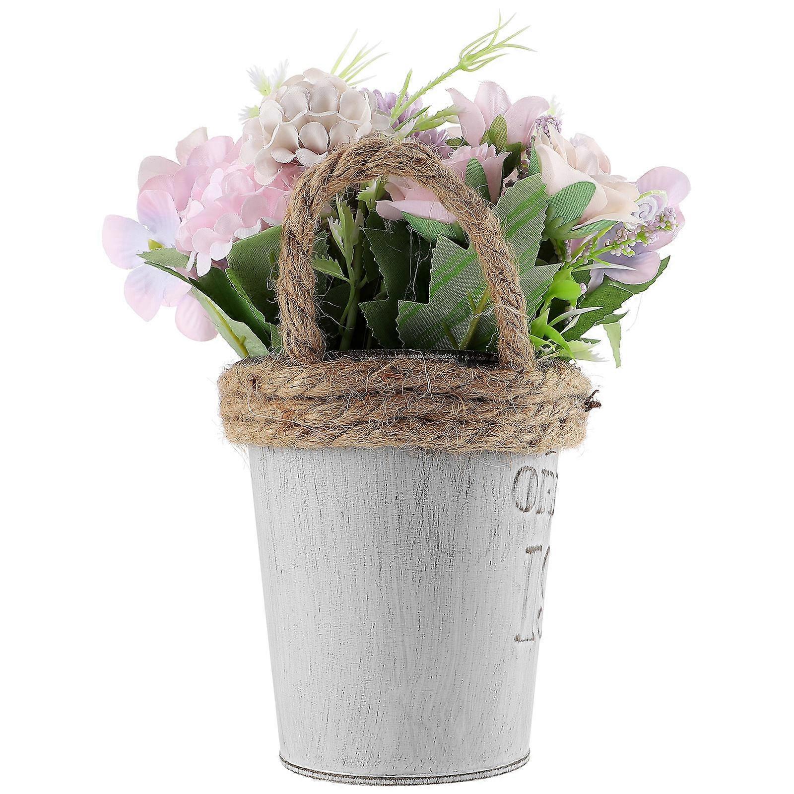 Hydrangea Artificial Flowers Flower Bonsai Prop Decorative 17x17x19cm Plastic Iron Silk Cloth Round Shape For Birthdays 1Pcs