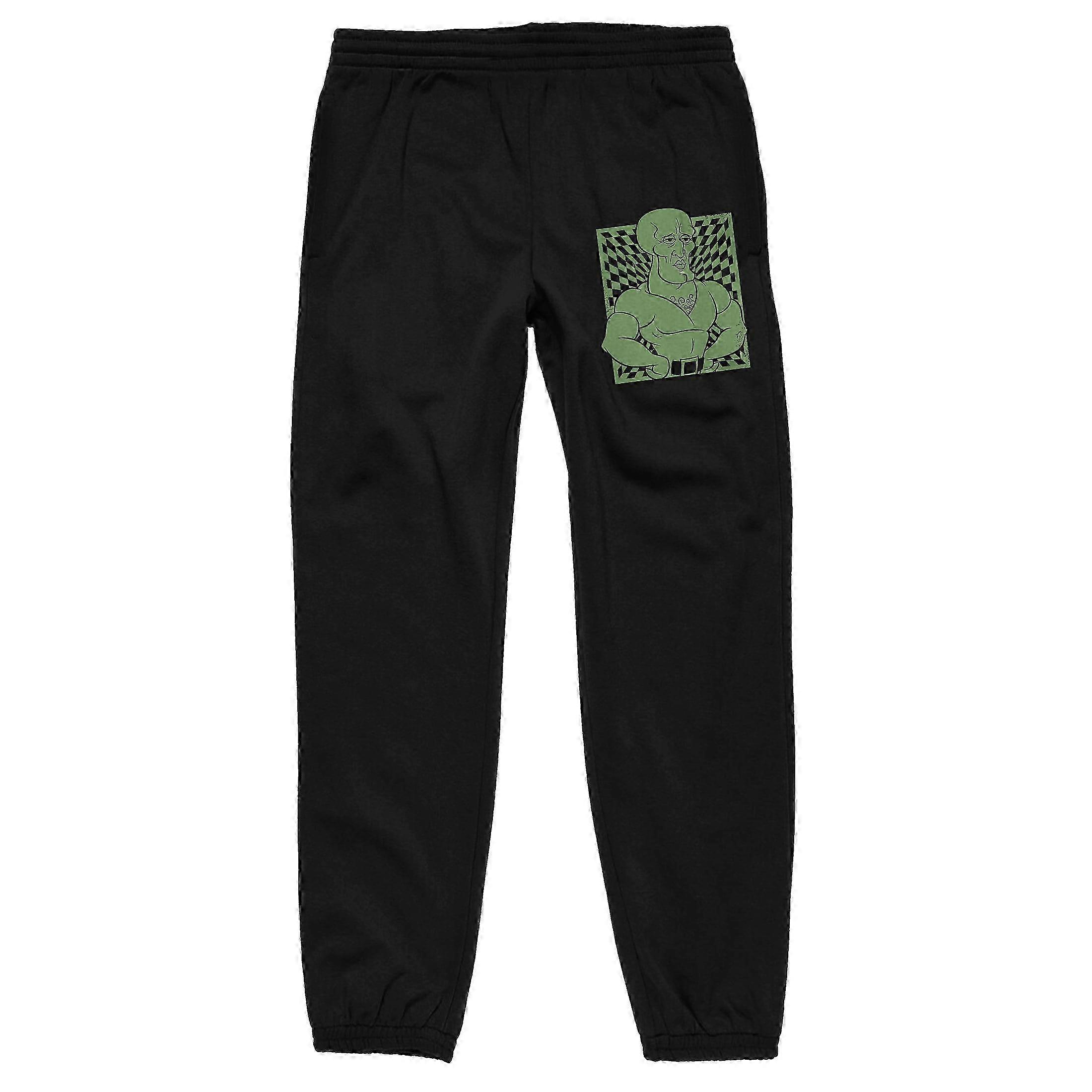 Graphic Joggers for Men Featuring Macho Squidward in Black - Large