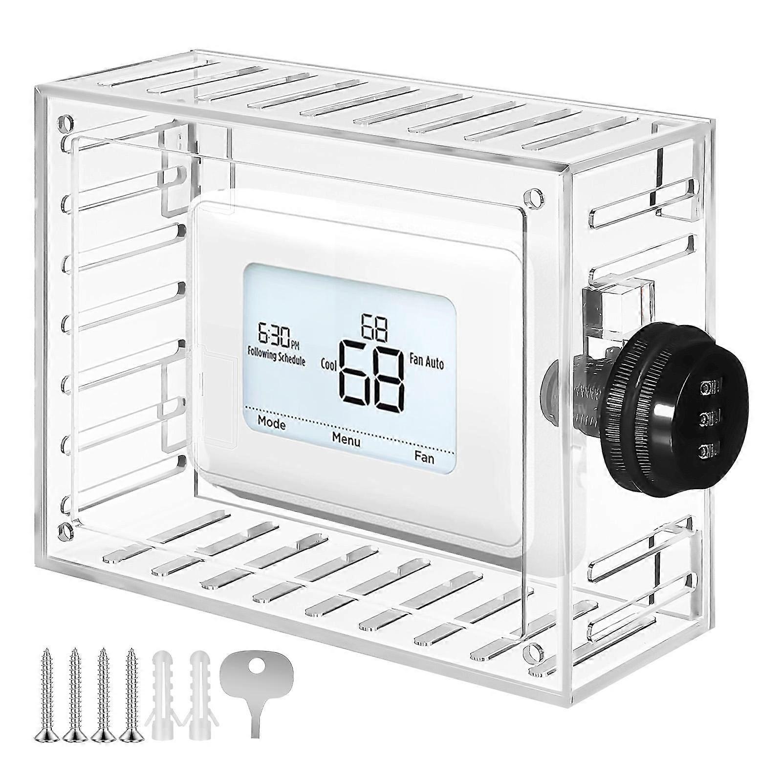 Lockable Wall Thermostat Lock Cover Clear Thermostat Protector Use 1Set