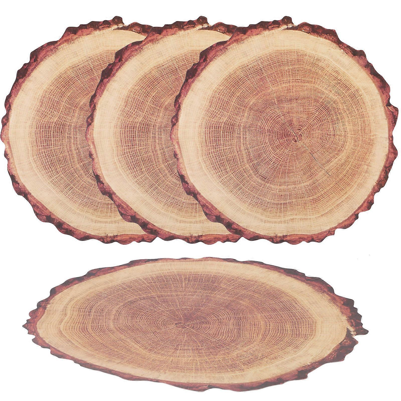 Anti-Scald Table Mat Tree Stump Design 38.00X38.00X0.10CM Protect Furniture 4Pcs