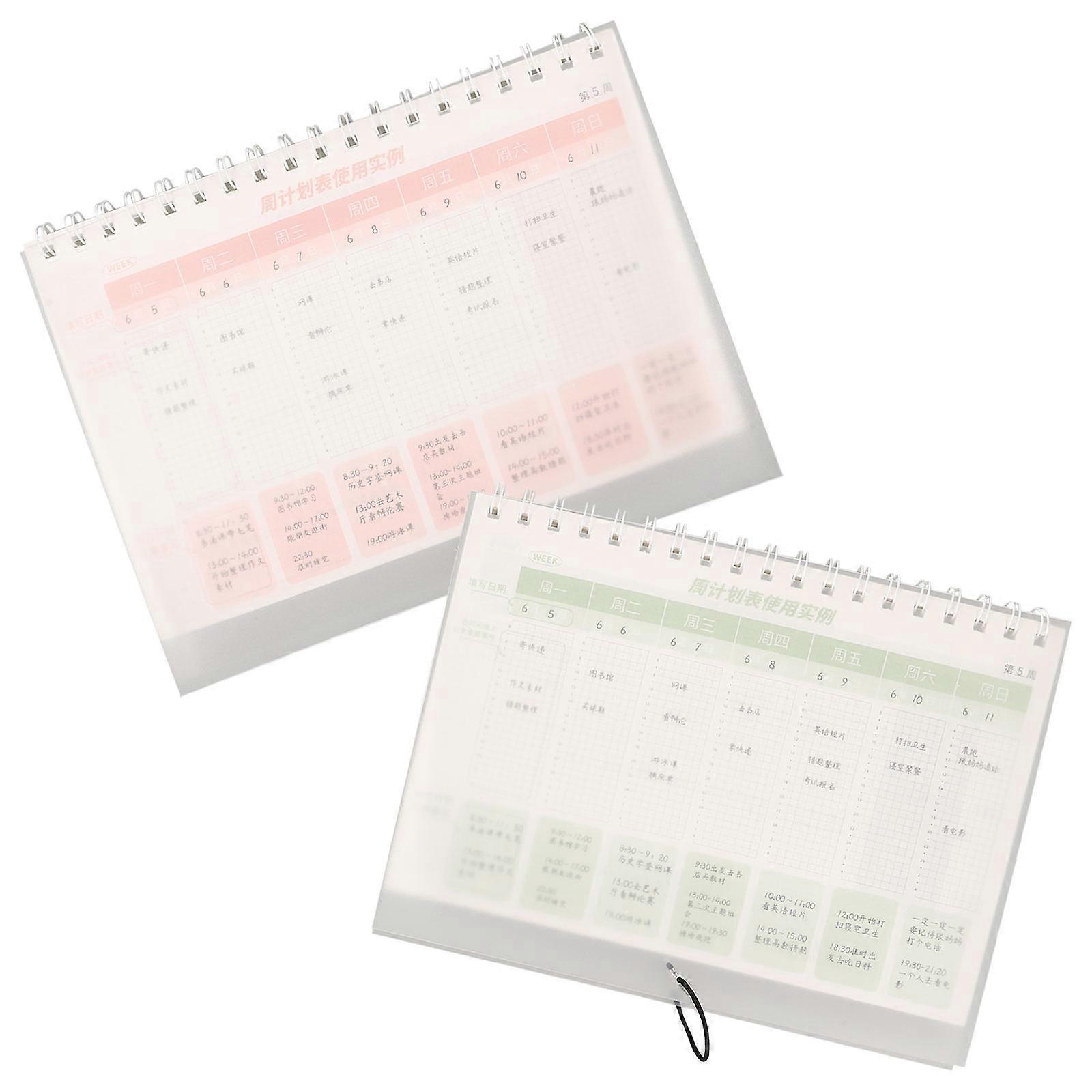 Weekly Planner Notebook Self Discipline Tracker For Students With Spiral Binding Green 25 00X17 00X1 50Cm 2Pcs