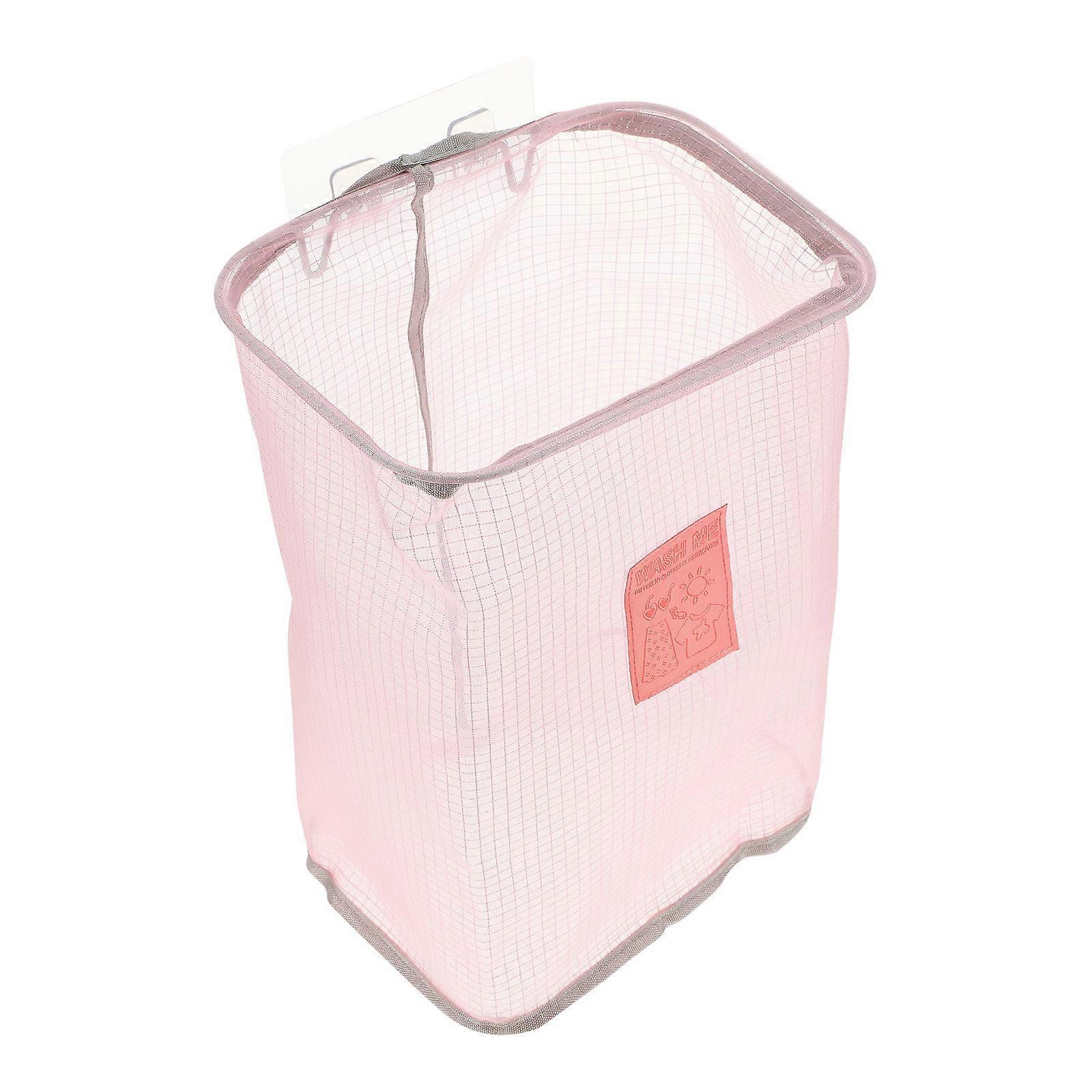Laundry Hamper Organizer Folding Basket Wall-Mounted Clothes Storage Home Use Nylon Gingham 1Pack