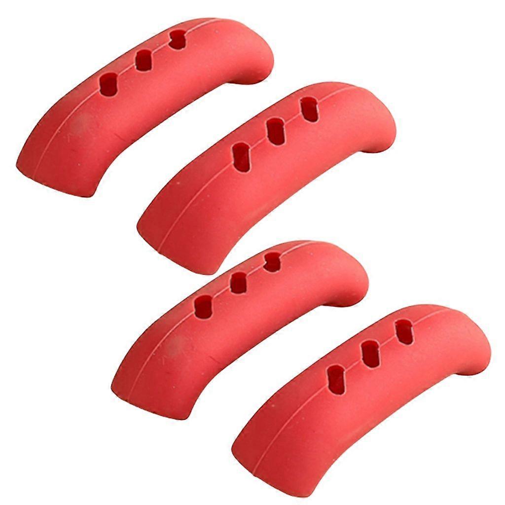 4pcs/set Kitchen Pot Handle Cover Washable Portable Heat Resistant Pot Handle Rack - Red