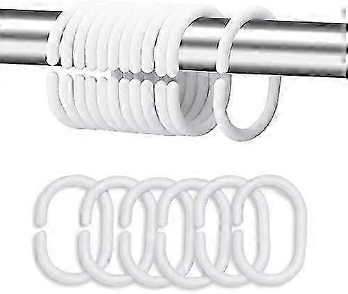 バスルームシャワーウィンドウロッド用プラスチックシャワーカーテンリングフック(24パックホワイト)