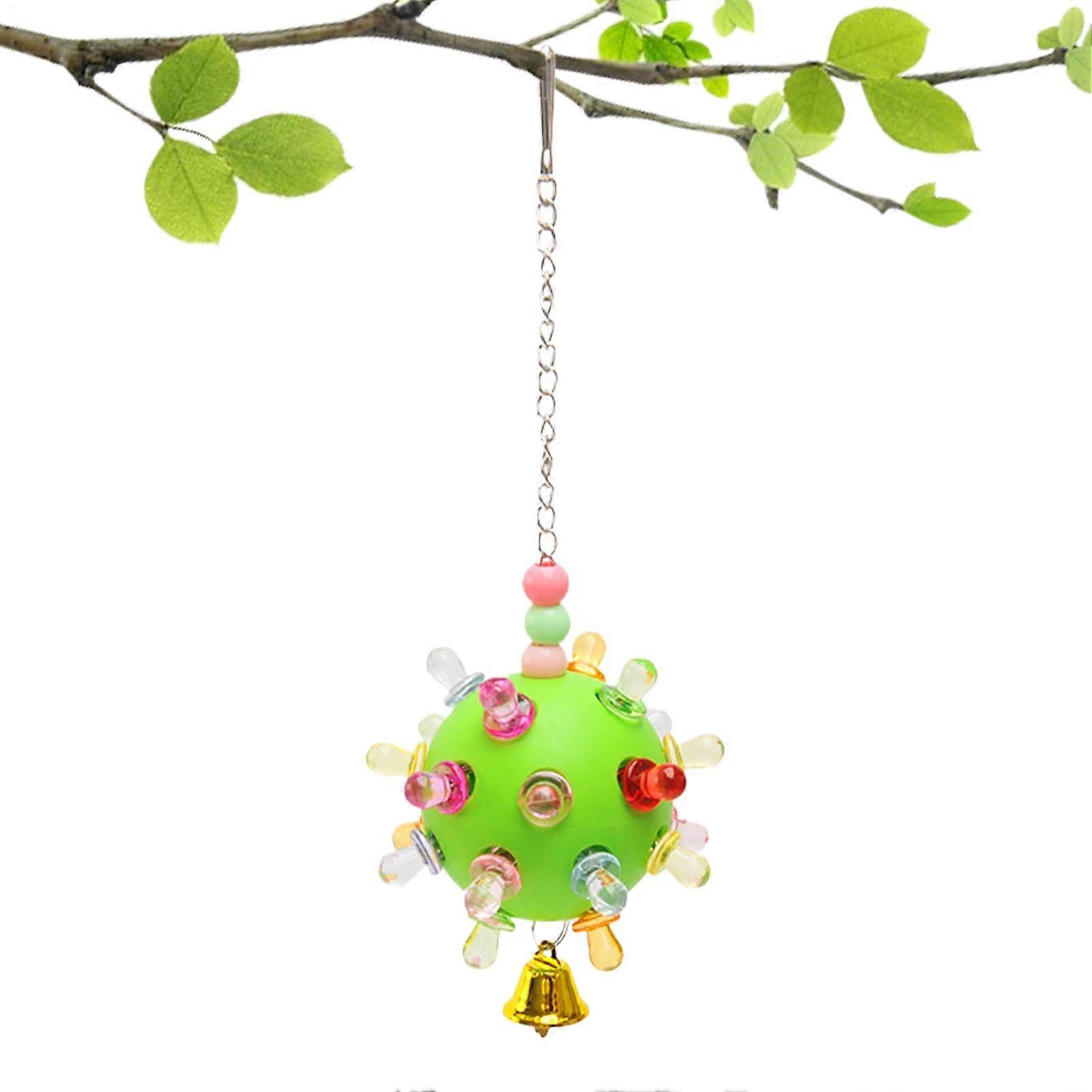 VogelKauspielzeug – Planet Design Parrot Chew Toy – Relieves Boredom Cage Accessories Training Foraging Ball with Bell for African Grey Green