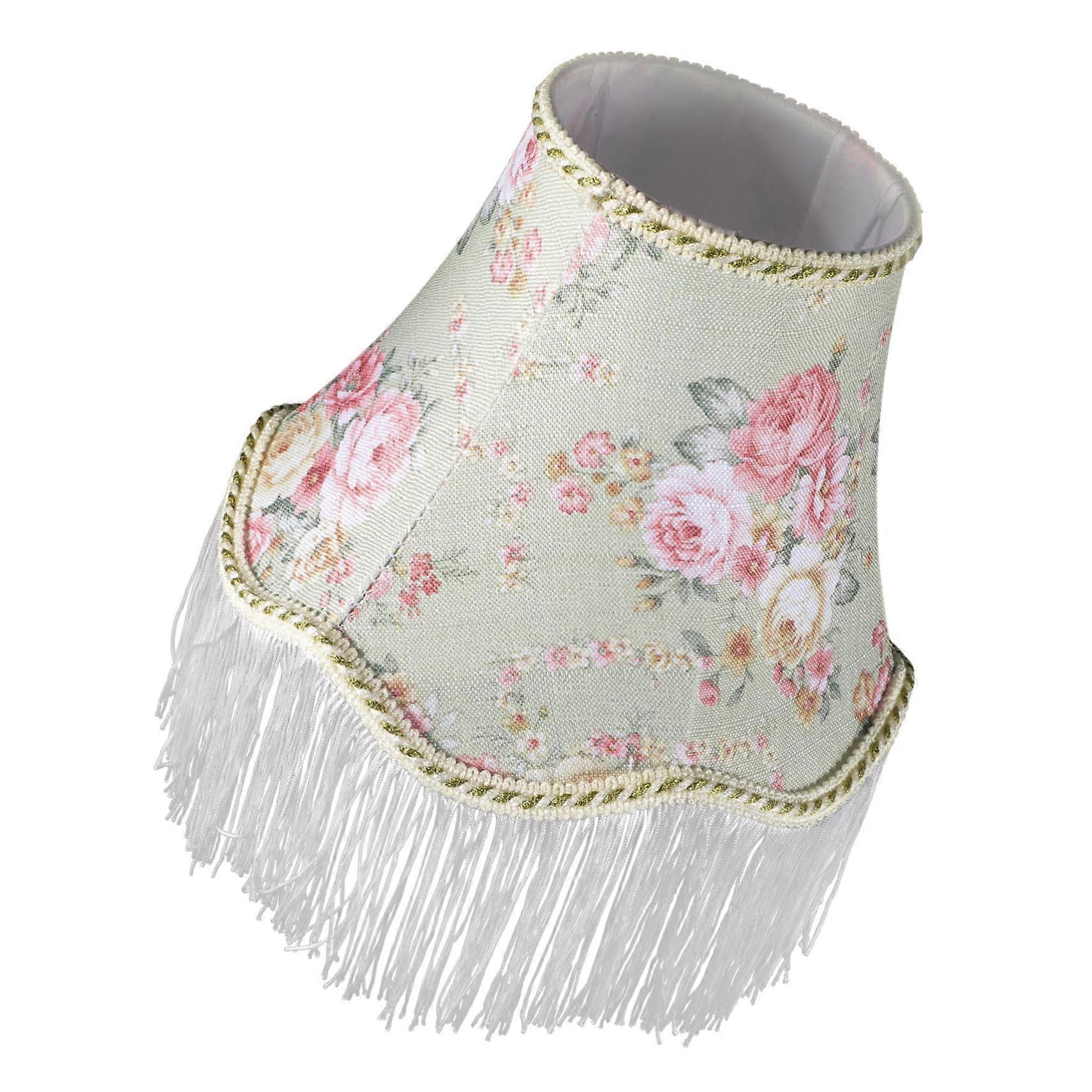 Fabric Lampshade with Fringe for Table Lamps, Vintage Lampshade for Floor Lamp with Floral Pattern for Hotel Room and Living Room