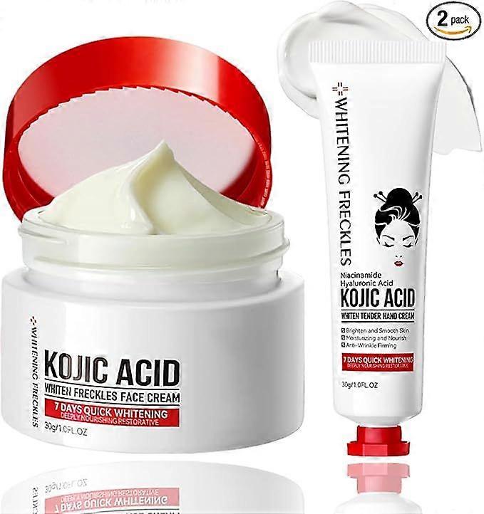 Kojic Acid Face & Hand Cream Set Skin Lightening Cream for Anti Aging Dark Spot Remover & Freckle Cream for Face Hydrating Hand Moisturizer Even Sk