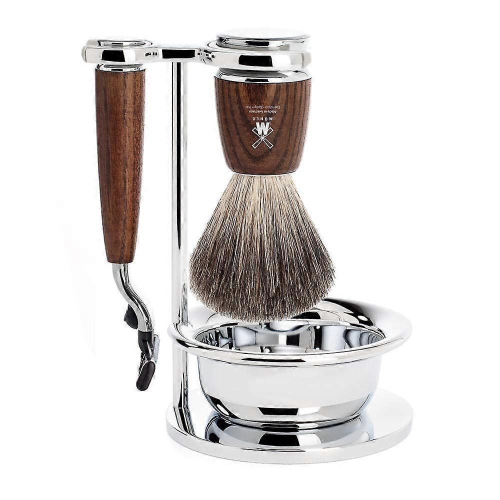 S81H220SM3 RYTMO Steamed Ash 4Piece Pure Badger / Mach3 Shaving Set