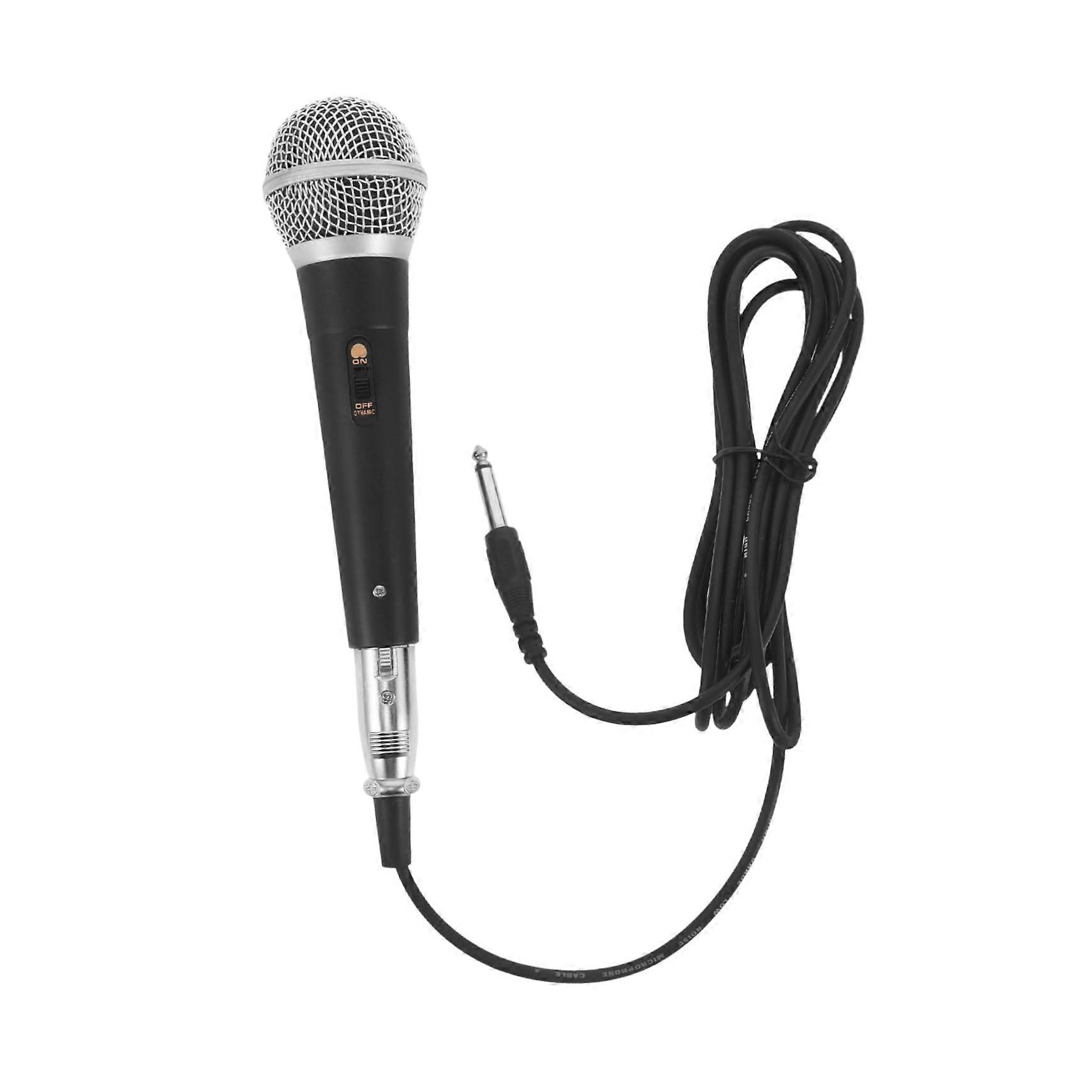 Wired Microphone Speaker Microphone with Cable for Karaoke Machine, Black Metal Handheld Moving-Coil Mic