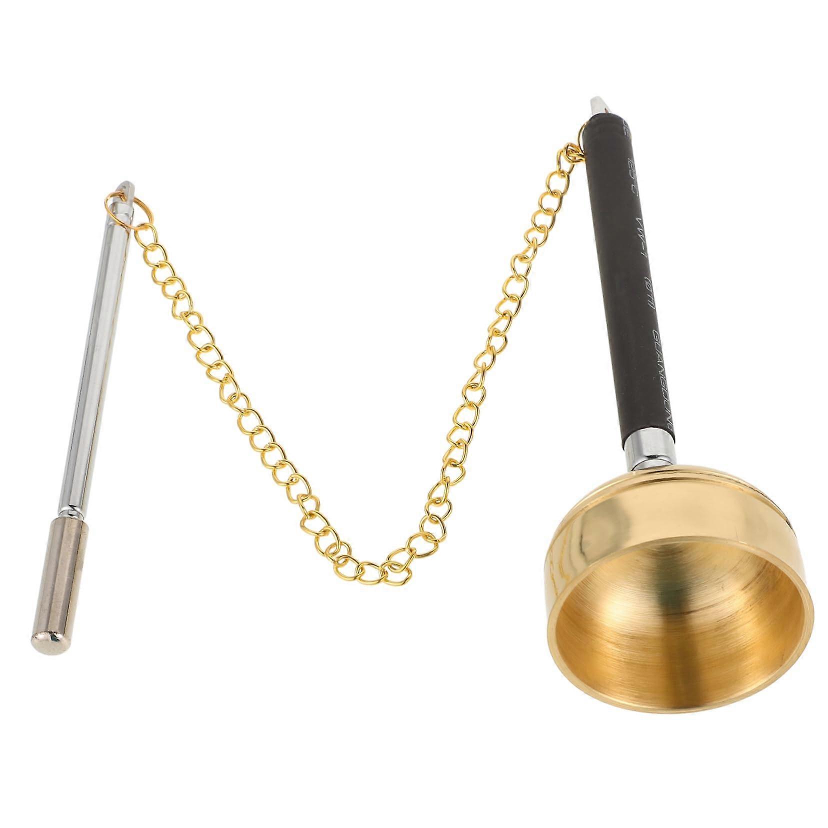 Portable Percussion Instrument Temple Copper Yinqing, Retractable Chain Hammer, Traditional Buddhist Copper Material, 7 Inch Size
