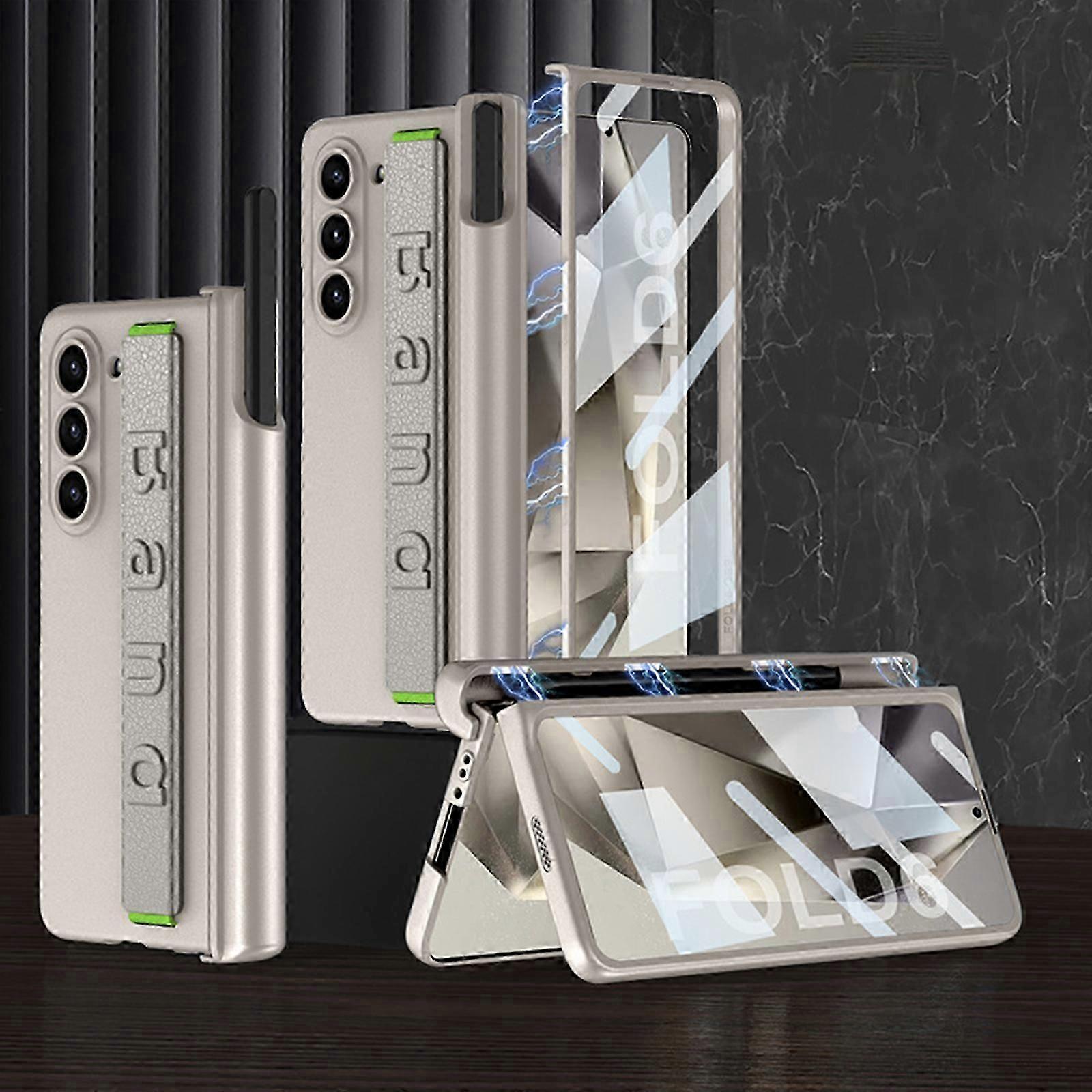 Strap Case for Samsung Galaxy Z Fold 6 Case with S Pen Holder & Magnetic Hinge Protection,Screen Protector Case for Galaxy Z Fold 6 Case