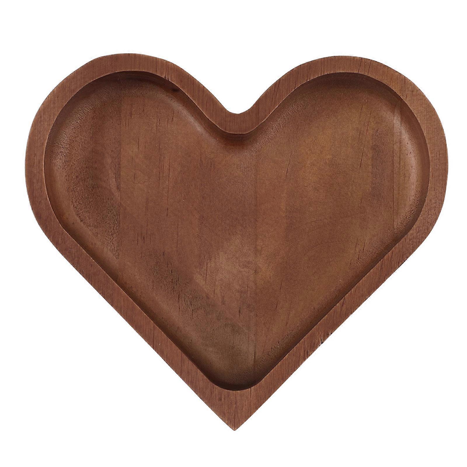 Romantic Occasions Heart Shaped Serving Platter For Dining Area Use Solid Wood Brown 16.80X15.00X3.00CM 1Pcs