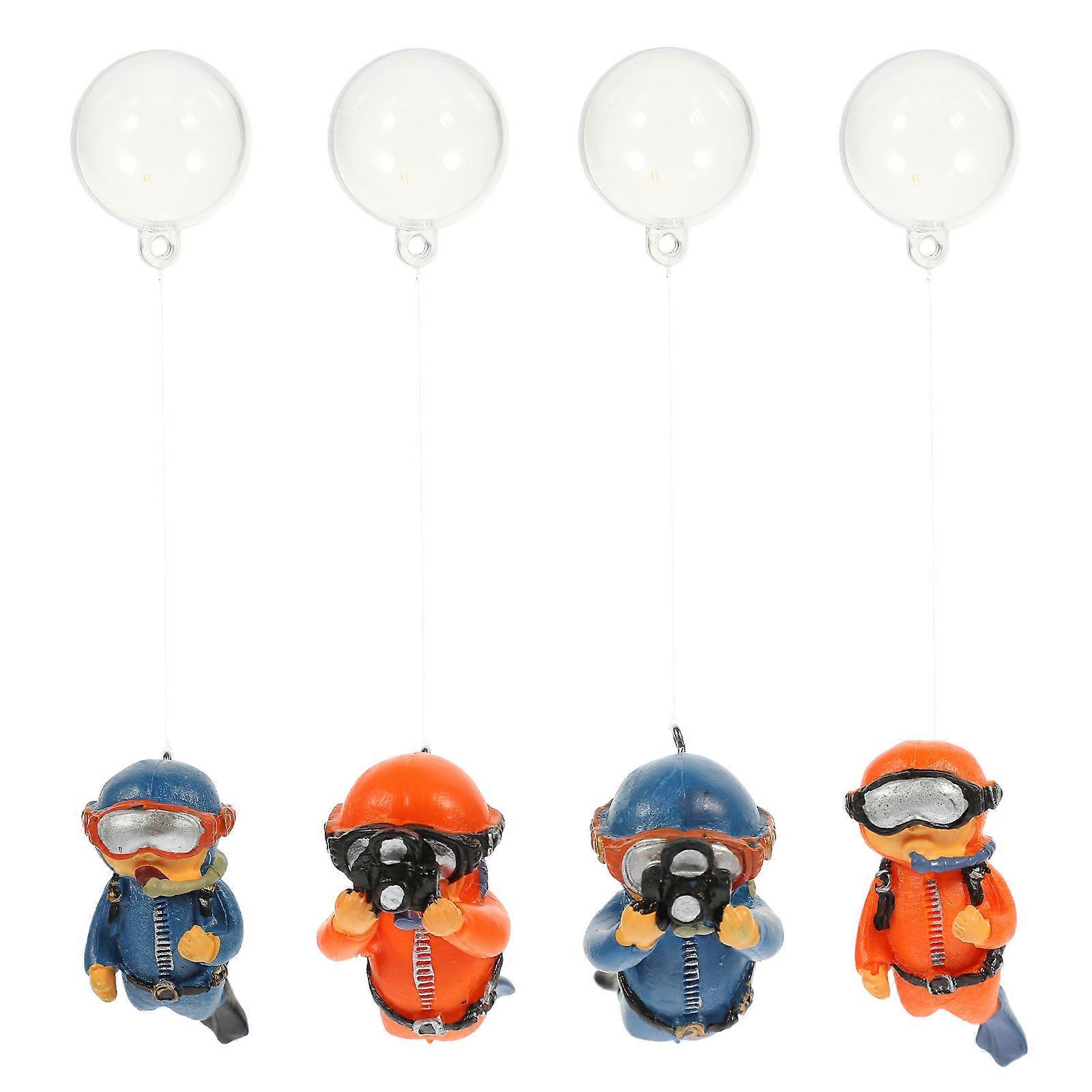 4pcs Floating Diver Aquarium Decor, Cute Kawaii Cartoon Style, Non Toxic Material, Ideal for Fish Tanks, Home & Office Display