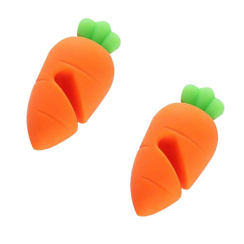 2pcs Silicone Carrot Design Spill Proof Pot Lid Rack Creative Overflow Stoppers Pot Cover Lifter for Kitchen Use