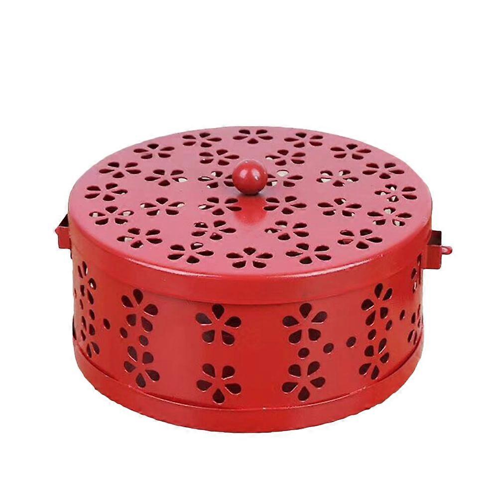 Fireproof Box Retro Metal Holder Red Home Use 1Set