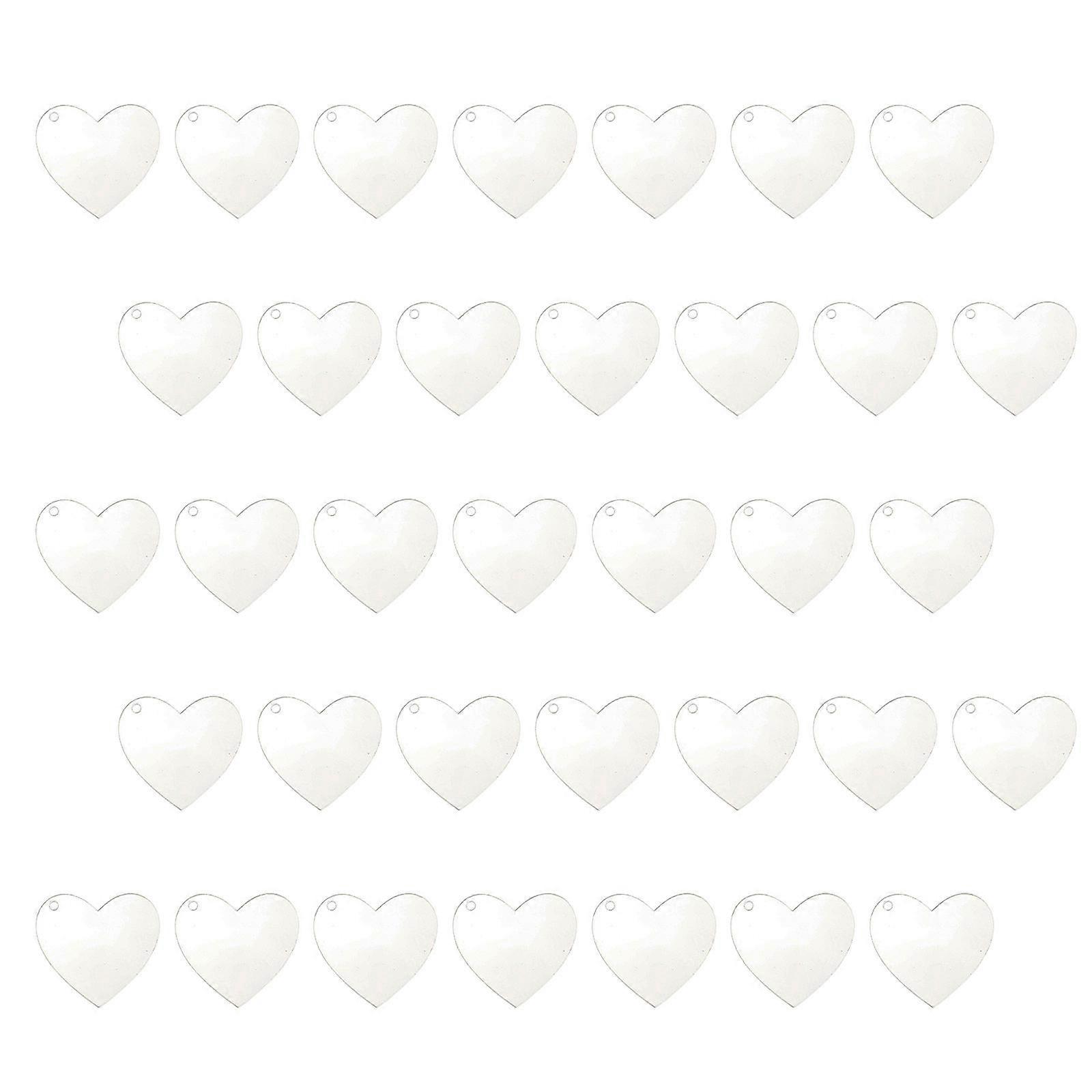 Transparent Acrylic Blank Pendants for DIY Keychain Accessories Set of 60 with Heart Shape 0.79