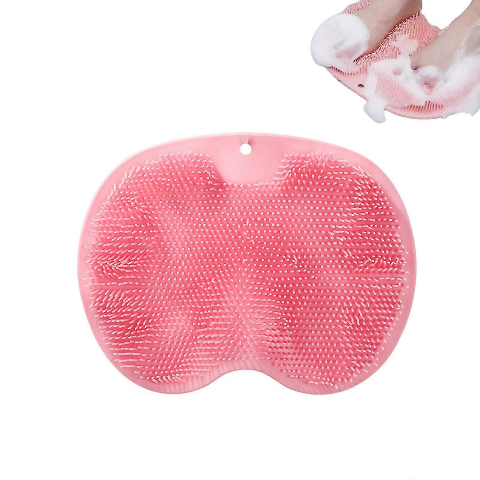 MultiFunctional Silicone Massage Mat, Shower Foot  Back Scrubber (Pink, S)