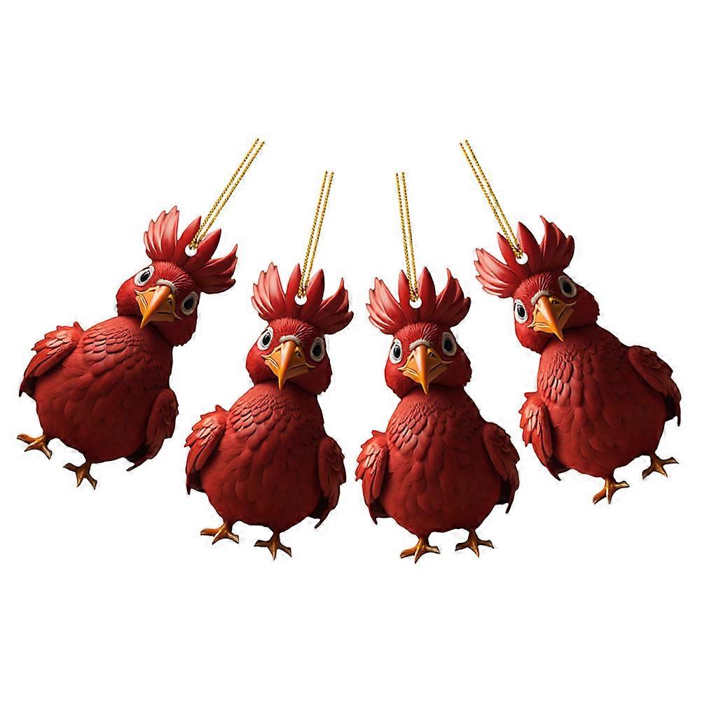 Hanging Chicken Ornament 4Pcs Colorful Acrylic Design Suitable For Various Occasions Including Yard Decor