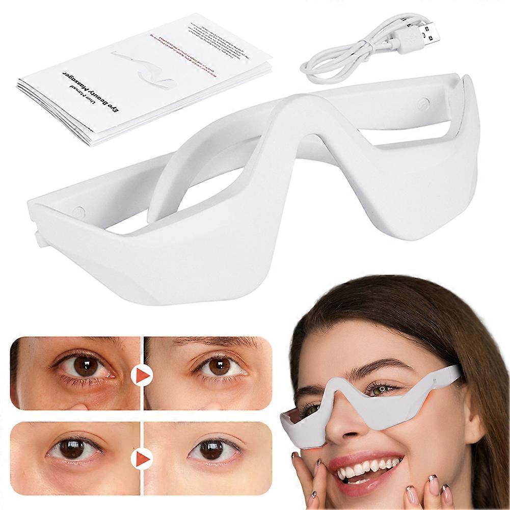 Rechargeable Firming Red Light Therapy Glasses Anti-Aging Heated Eye Massager for Dark Circles and Puffiness