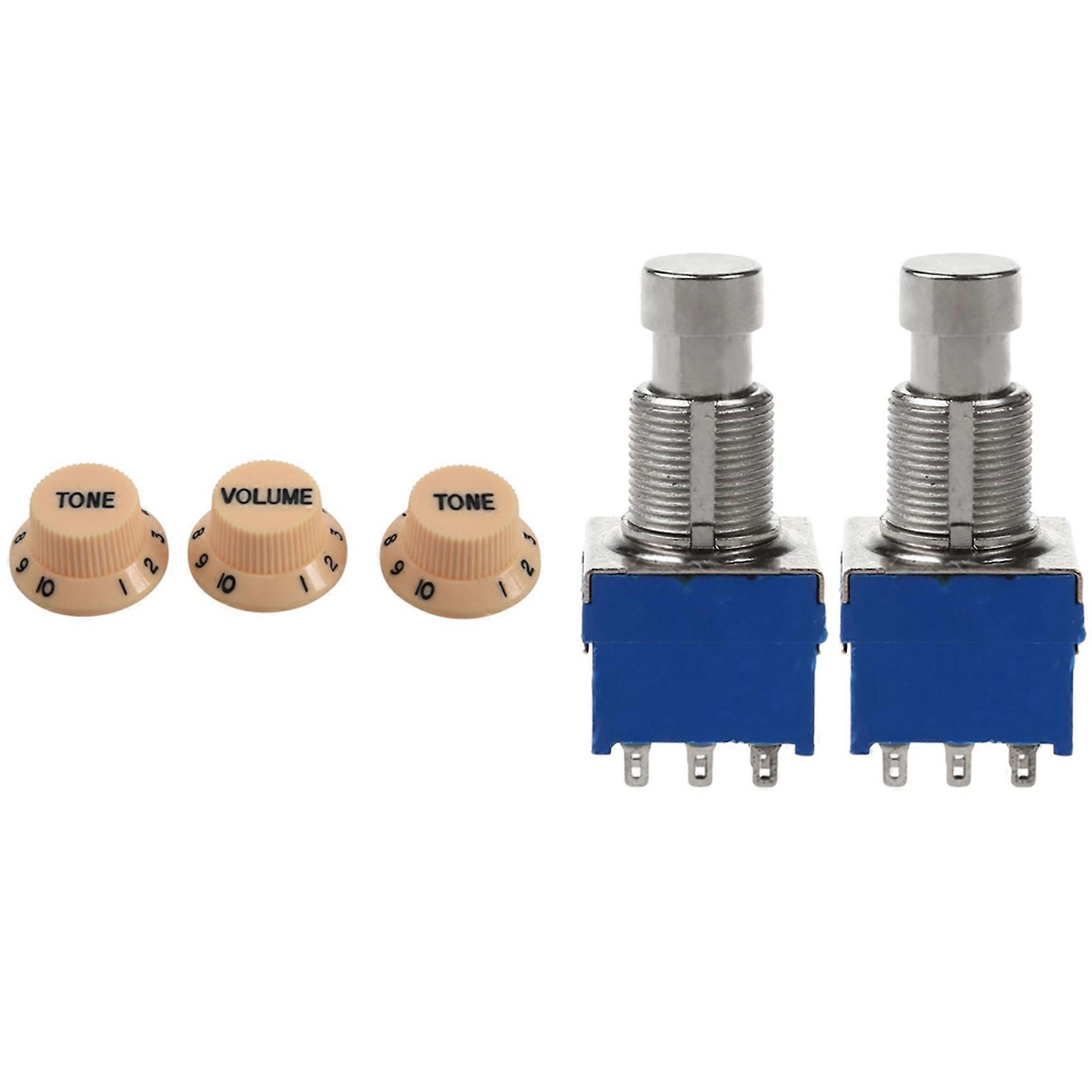 3 Pcs Guitar Control Knobs for Strat & 2 Pcs Guitar Effect Switches 9-Pin