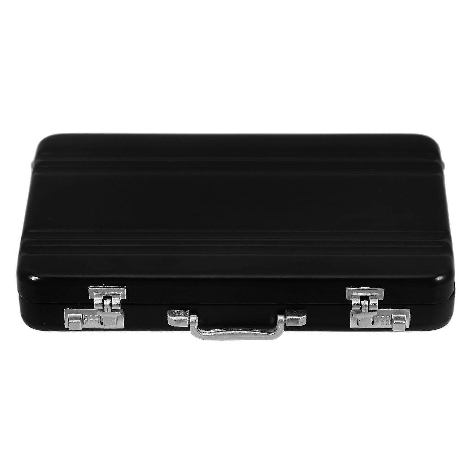 Portable Aluminum Alloy Business Card Box Name Cards Organizer Convenient ID Card Storage Case with Handle Suitcase Shaped Card Box